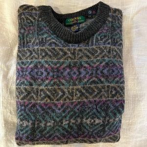 100% Shetland wool sweater, colours by Alexander Julian.